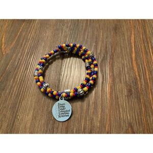 Handmade Autism awareness beaded bracelet, memory wire bracelet,‎ wrap bracelet,